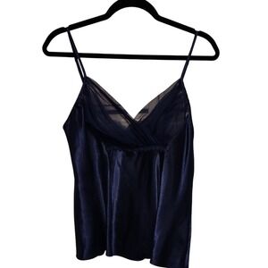 Honors Intimates Navy Blue Sheer Trim Camisole Lingerie Top Size‎ L